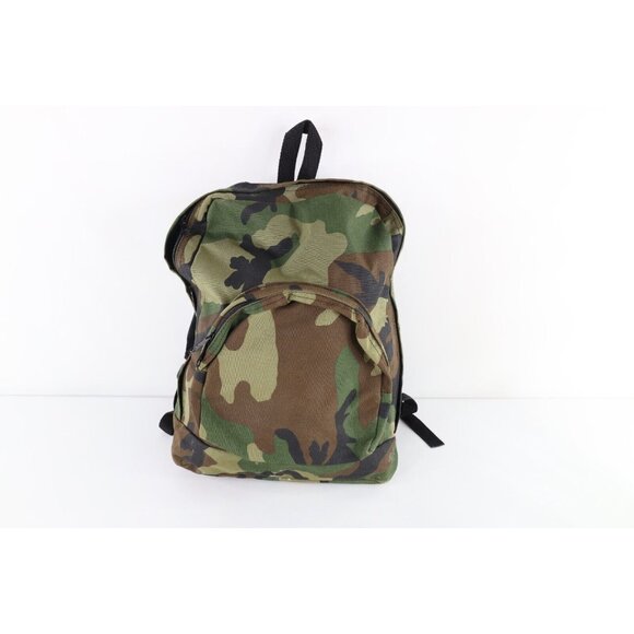 Vintage 90s Streetwear Military Camouflage Backpack Book Bag Carry On Pack USA